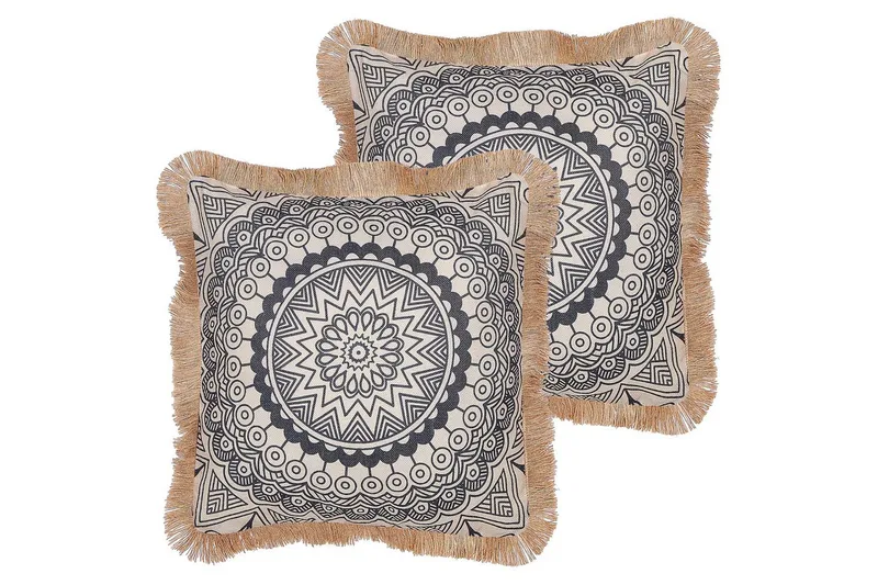 Koristetyynyt Geranium 2 kpl Beige/musta - Beige/musta - Kodintekstiilit & matot - Tyyny & torkkupeitto - Ulkotyyny