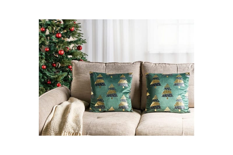 Koristetyynyt Goldspruce setti 2 Vihreä/Kulta/Musta - Vihreä/Kulta/Musta - Kodintekstiilit & matot - Tyyny & torkkupeitto - Koristetyynyt