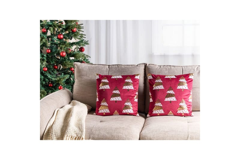 Koristetyynyt Goldspruce setti 2 Punainen/Kulta/Valkoinen - Punainen/Kulta/Valkoinen - Kodintekstiilit & matot - Tyyny & torkkupeitto - Koristetyynyt