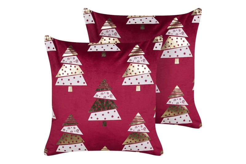 Koristetyynyt Goldspruce setti 2 Punainen/Kulta/Valkoinen - Punainen/Kulta/Valkoinen - Kodintekstiilit & matot - Tyyny & torkkupeitto - Koristetyynyt