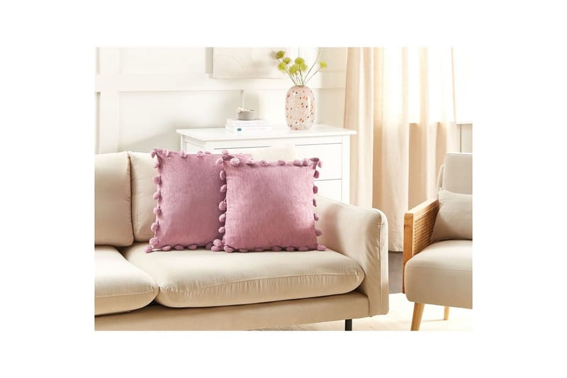 Koristetyynyt Jasmine 2 kpl:n setti Vaaleanpunainen - Vaaleanpunainen - Kodintekstiilit & matot - Tyyny & torkkupeitto - Ulkotyyny