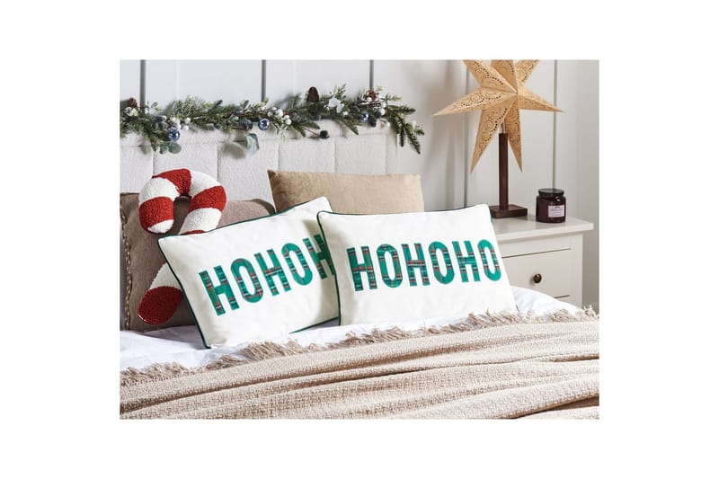 Koristetyynyt Joycandy, 2 settiä Valkoinen/Punainen/Vihreä, Suorakulmio - Valkoinen/Punainen/Vihreä, Suorakulmio - Kodintekstiilit & matot - Tyyny & torkkupeitto - Ulkotyyny