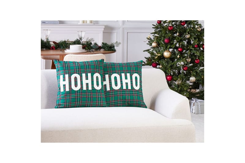 Koristetyynyt Joycandy, 2 settiä Vihreä/punainen/musta/valkoinen, Neliö - Vihreä/punainen/musta/valkoinen, Neliö - Kodintekstiilit & matot - Tyyny & torkkupeitto - Ulkotyyny