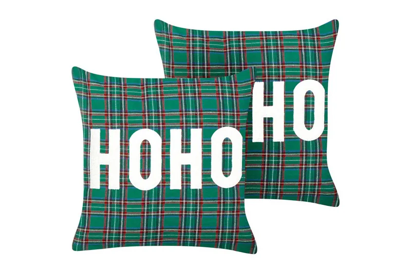 Koristetyynyt Joycandy, 2 settiä Vihreä/punainen/musta/valkoinen, Neliö - Vihreä/punainen/musta/valkoinen, Neliö - Kodintekstiilit & matot - Tyyny & torkkupeitto - Ulkotyyny