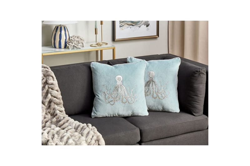 Koristetyynyt Laminaria 2 kappaleen setti Sininen/Hopea - Sininen/Hopea - Kodintekstiilit & matot - Tyyny & torkkupeitto - Ulkotyyny