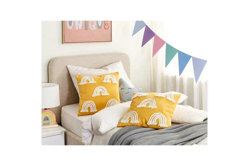 Koristetyynyt Leea settinä 2 Keltainen/Valkoinen - Keltainen/Valkoinen - Kodintekstiilit & matot - Tyyny & torkkupeitto - Ulkotyyny