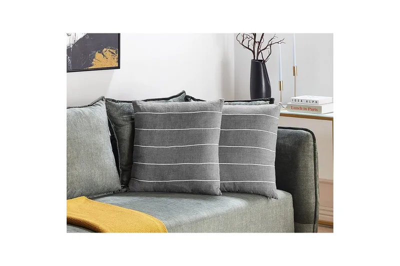 Koristetyynyt Milas: 2 kpl:n setti Harmaa/valkoinen - Harmaa/valkoinen - Kodintekstiilit & matot - Tyyny & torkkupeitto - Ulkotyyny