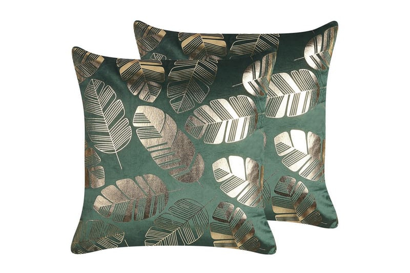 Koristetyynyt Sunflower setti 2 Vihreä/Kulta, Vihreä/Kulta