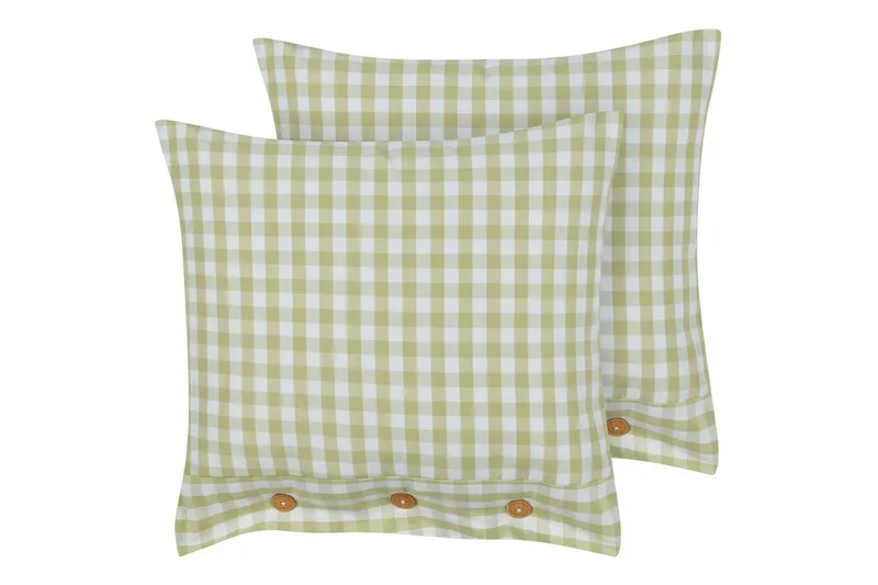 Koristetyynyt Talya 2 kappaletta Vihreä/valkoinen/vaalea puu, Neliö, Vihreä/valkoinen/vaalea puu, Neliö