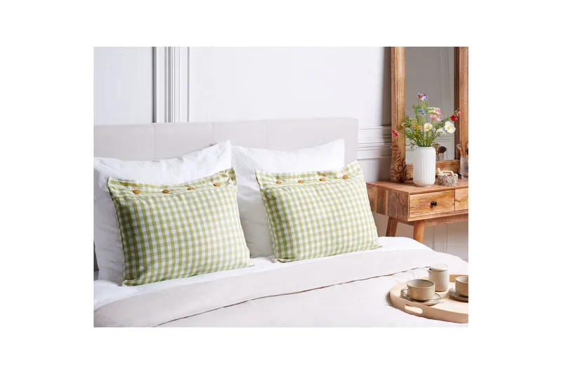 Koristetyynyt Talya 2 kappaletta Vihreä/valkoinen/vaalea puu, Suorakulmio - Vihreä/valkoinen/vaalea puu, Suorakulmio - Kodintekstiilit & matot - Tyyny & torkkupeitto - Koristetyynyt