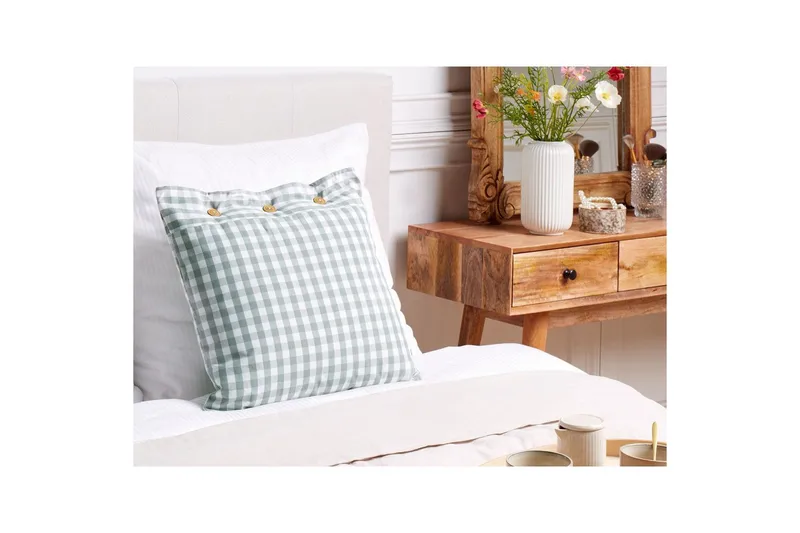 Koristetyynyt Talya Mintunvihreä/Valkoinen/Vaalea puu, Neliö - Mintunvihreä/Valkoinen/Vaalea puu, Neliö - Kodintekstiilit & matot - Tyyny & torkkupeitto - Ulkotyyny