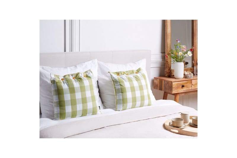 Koristetyynyt Tamnine 2 kappaletta Vihreä/Valkoinen, Neliö - Vihreä/Valkoinen, Neliö - Kodintekstiilit & matot - Tyyny & torkkupeitto - Koristetyynyt