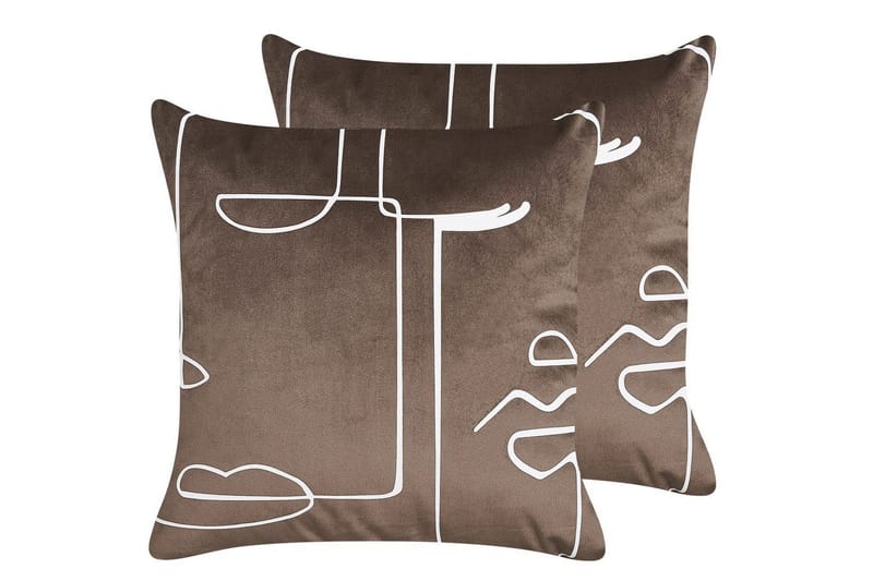 Koristetyynyt Philodendron setti, 2 kpl Ruskea/Valkoinen - Ruskea/Valkoinen - Kodintekstiilit & matot - Tyyny & torkkupeitto - Koristetyynyt