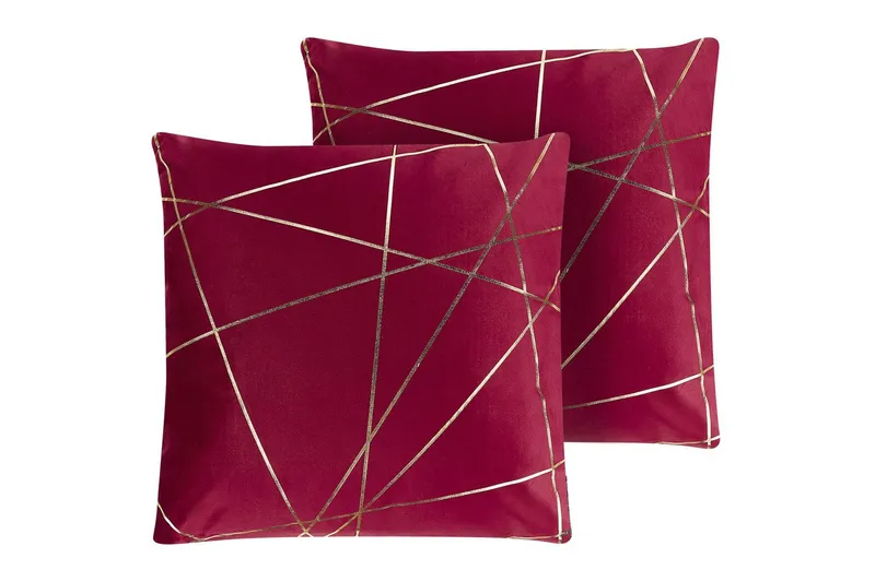 Koristetyynyt Pinus setti, 2 kpl Punainen/kulta - Punainen/kulta - Kodintekstiilit & matot - Tyyny & torkkupeitto - Ulkotyyny