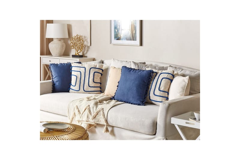 Koristetyynyt Pleione setti, 2 kpl Beige/Sininen - Beige/Sininen - Kodintekstiilit & matot - Tyyny & torkkupeitto - Ulkotyyny