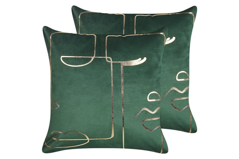 Koristetyynyt Philodendron setti, 2 kpl Vihreä/Kulta, Vihreä/Kulta