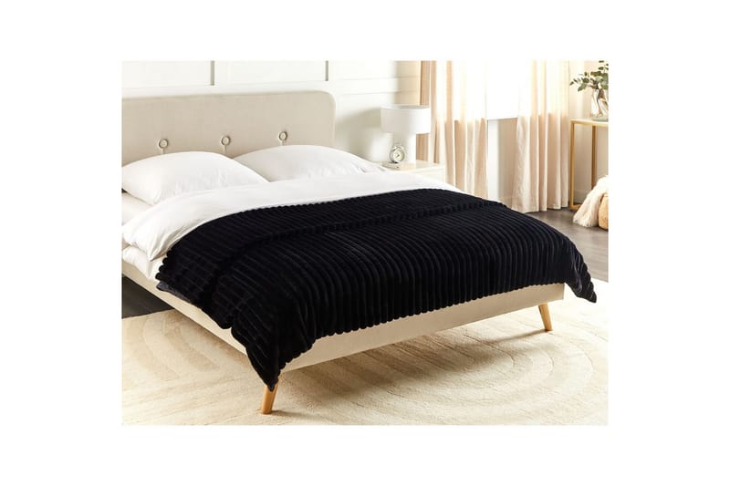 Sängynpeite Rakya Musta, 200x220 cm - Musta, 200x220 cm - Kodintekstiilit & matot - Tyyny & torkkupeitto - Torkkupeitto & viltti - Sherpapeitto