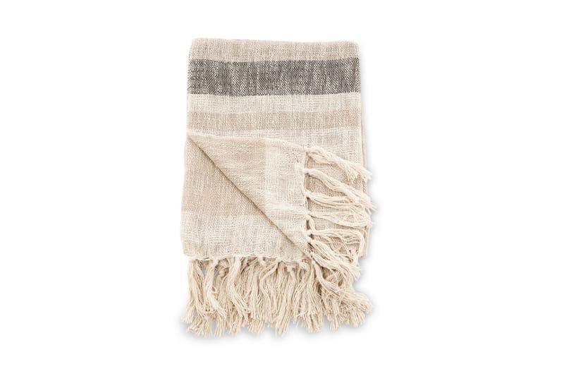 Torkkupeitto Sandy 130x170 cm - Luonnonvalk/tummanvihreä/beige - Kodintekstiilit & matot - Tyyny & torkkupeitto - Torkkupeitto & viltti - Sherpapeitto