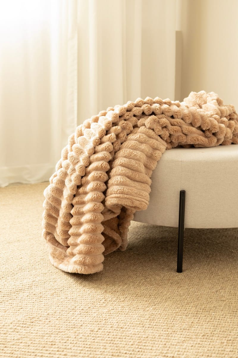Torkkupeitto Stripe 130x170 cm - Karamelli - Kodintekstiilit & matot - Tyyny & torkkupeitto - Torkkupeitto & viltti - Sherpapeitto