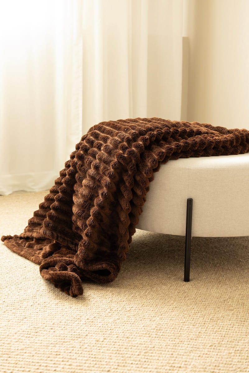 Torkkupeitto Stripe 130x170 cm - Ruskea - Kodintekstiilit & matot - Tyyny & torkkupeitto - Torkkupeitto & viltti - Sherpapeitto