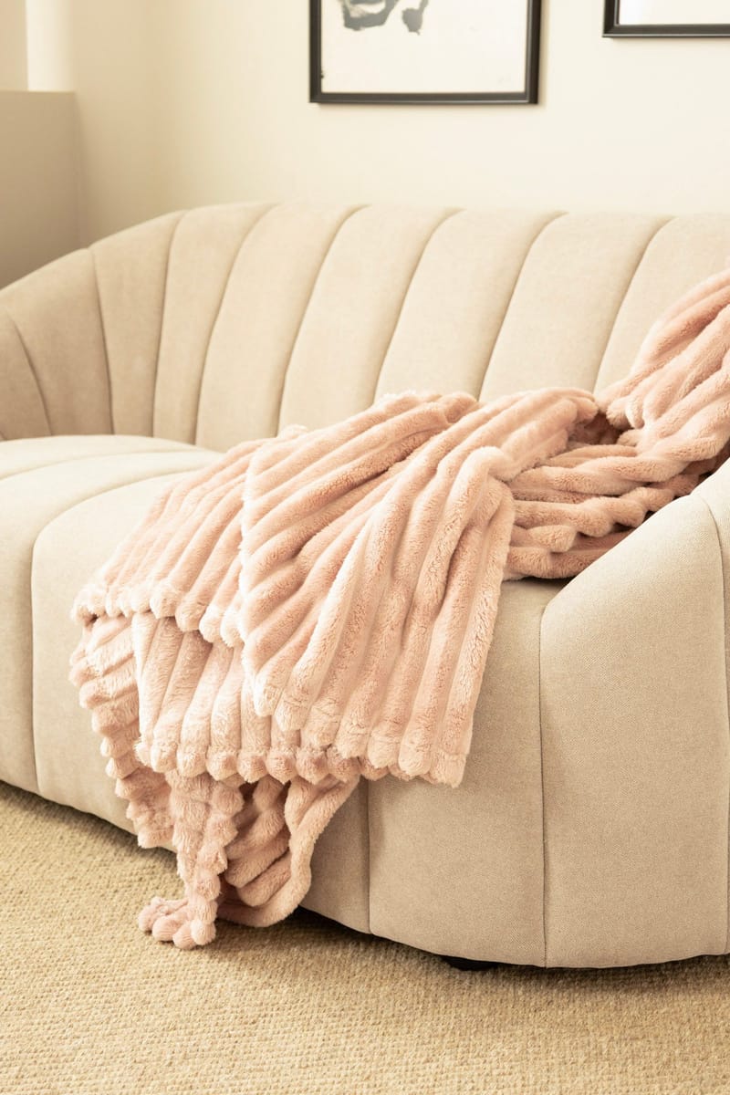 Torkkupeitto Stripe 130x170 cm - Puuterinroosa - Kodintekstiilit & matot - Tyyny & torkkupeitto - Torkkupeitto & viltti - Sherpapeitto