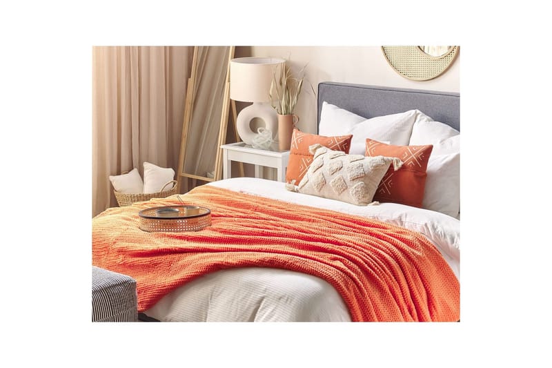 Viltti Bjas Oranssi, 200x220 cm - Oranssi, 200x220 cm - Kodintekstiilit & matot - Tyyny & torkkupeitto - Torkkupeitto & viltti - Sherpapeitto