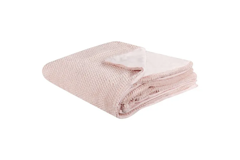 Viltti Bjas Vaaleanpunainen, 200x220 cm - Vaaleanpunainen, 200x220 cm - Kodintekstiilit & matot - Tyyny & torkkupeitto - Torkkupeitto & viltti - Sherpapeitto