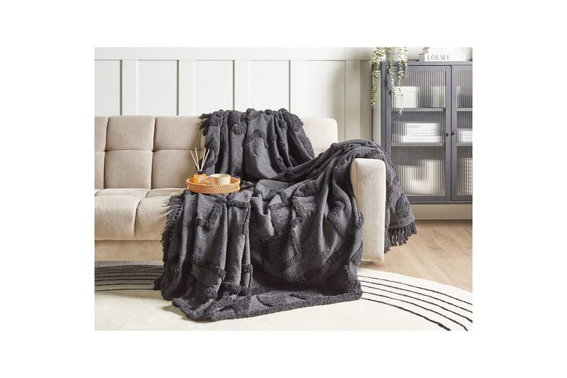 Viltti Chack Harmaa/musta, 220x240 cm - Harmaa/musta, 220x240 cm - Kodintekstiilit & matot - Tyyny & torkkupeitto - Torkkupeitto & viltti - Sherpapeitto