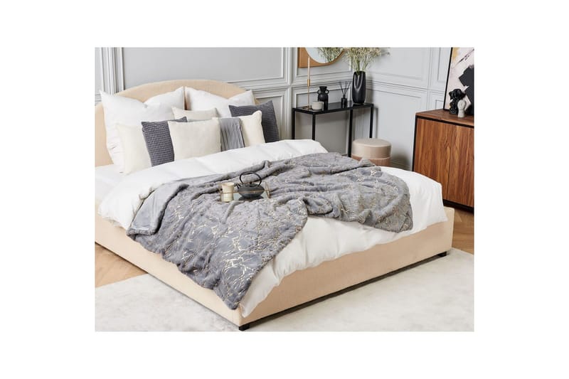 Viltti Godavari Harmaa/kulta, 130x180 cm - Harmaa/kulta, 130x180 cm - Kodintekstiilit & matot - Tyyny & torkkupeitto - Torkkupeitto & viltti - Sherpapeitto