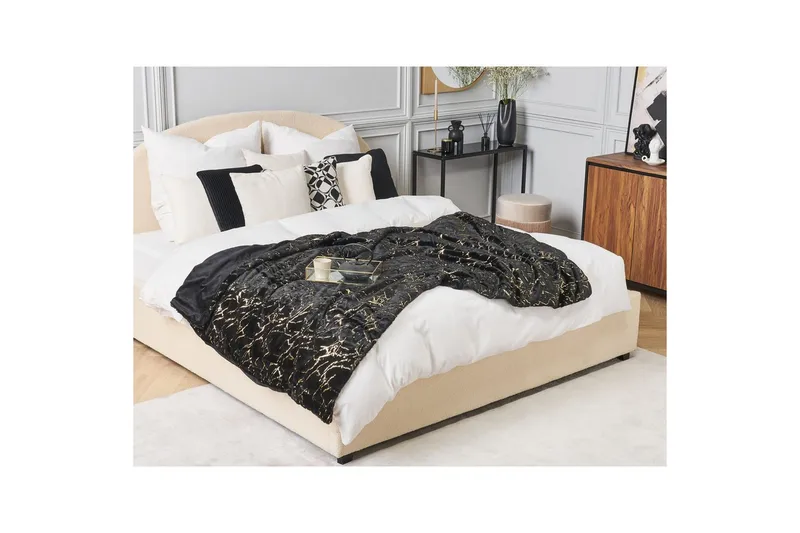 Viltti Godavari Musta/Kulta, 150x200 cm - Musta/Kulta, 150x200 cm - Kodintekstiilit & matot - Tyyny & torkkupeitto - Torkkupeitto & viltti - Sherpapeitto