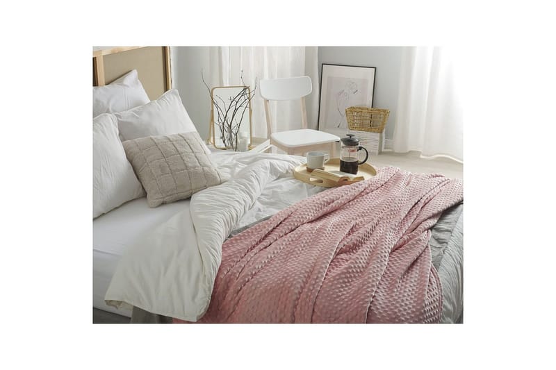 Viltti Samur Vaaleanpunainen, 200x220 cm - Vaaleanpunainen, 200x220 cm - Kodintekstiilit & matot - Tyyny & torkkupeitto - Torkkupeitto & viltti - Sherpapeitto