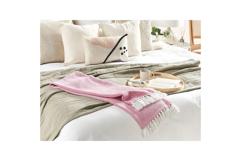 Viltti Tangier Vaaleanpunainen/Valkoinen - Vaaleanpunainen/Valkoinen - Kodintekstiilit & matot - Tyyny & torkkupeitto - Torkkupeitto & viltti - Sherpapeitto
