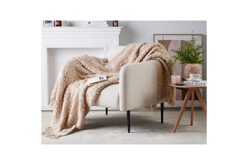 Viltti Vella Vaaleanpunainen, 150x200 cm - Vaaleanpunainen, 150x200 cm - Kodintekstiilit & matot - Tyyny & torkkupeitto - Torkkupeitto & viltti - Sherpapeitto