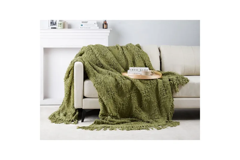 Viltti Vella Vihreä, 220x240 cm - Vihreä, 220x240 cm - Kodintekstiilit & matot - Tyyny & torkkupeitto - Torkkupeitto & viltti - Sherpapeitto