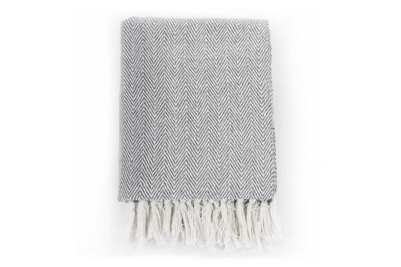 Viltti puuvilla kalanruotokuvio 125x150 cm harmaa - Harmaa - Kodintekstiilit & matot - Tyyny & torkkupeitto - Torkkupeitto & viltti - Sherpapeitto