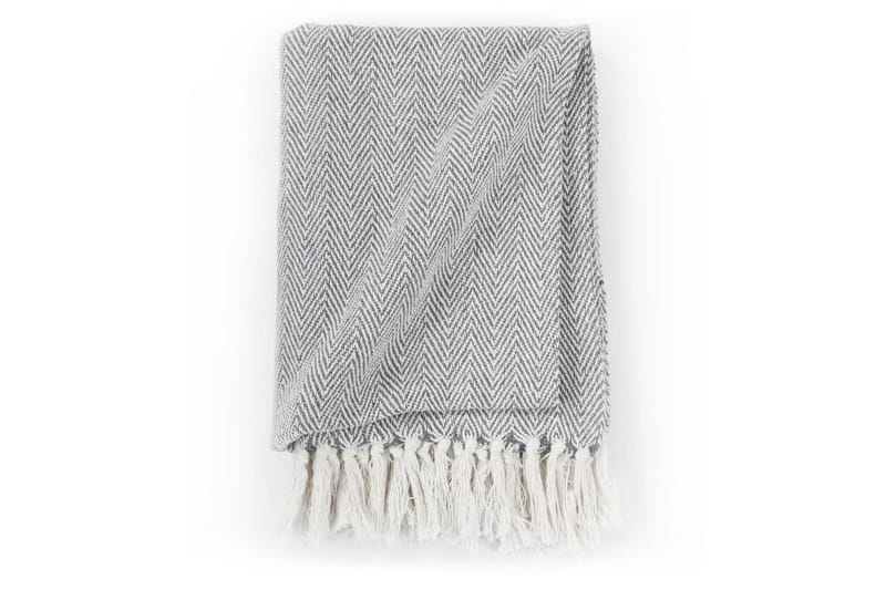 Viltti puuvilla kalanruotokuvio 125x150 cm harmaa - Harmaa - Kodintekstiilit & matot - Tyyny & torkkupeitto - Torkkupeitto & viltti - Sherpapeitto
