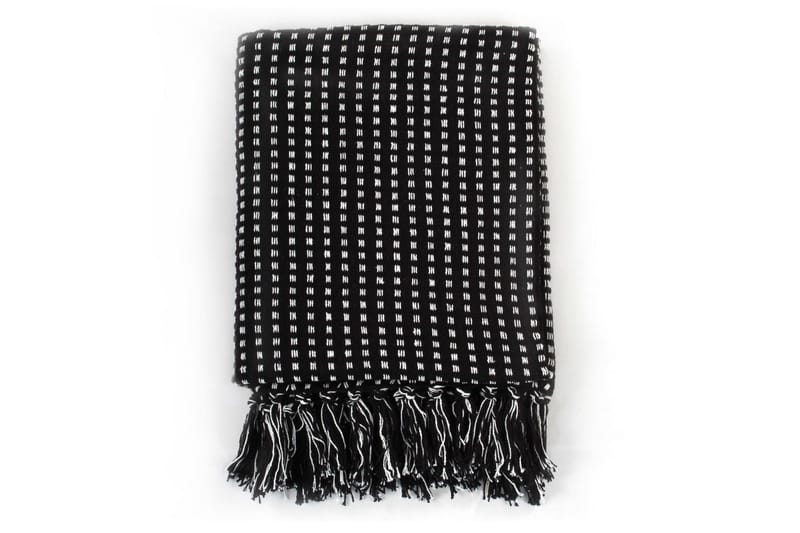 Viltti puuvilla neliöt 160x210 cm musta - Musta - Kodintekstiilit & matot - Tyyny & torkkupeitto - Torkkupeitto & viltti - Sherpapeitto