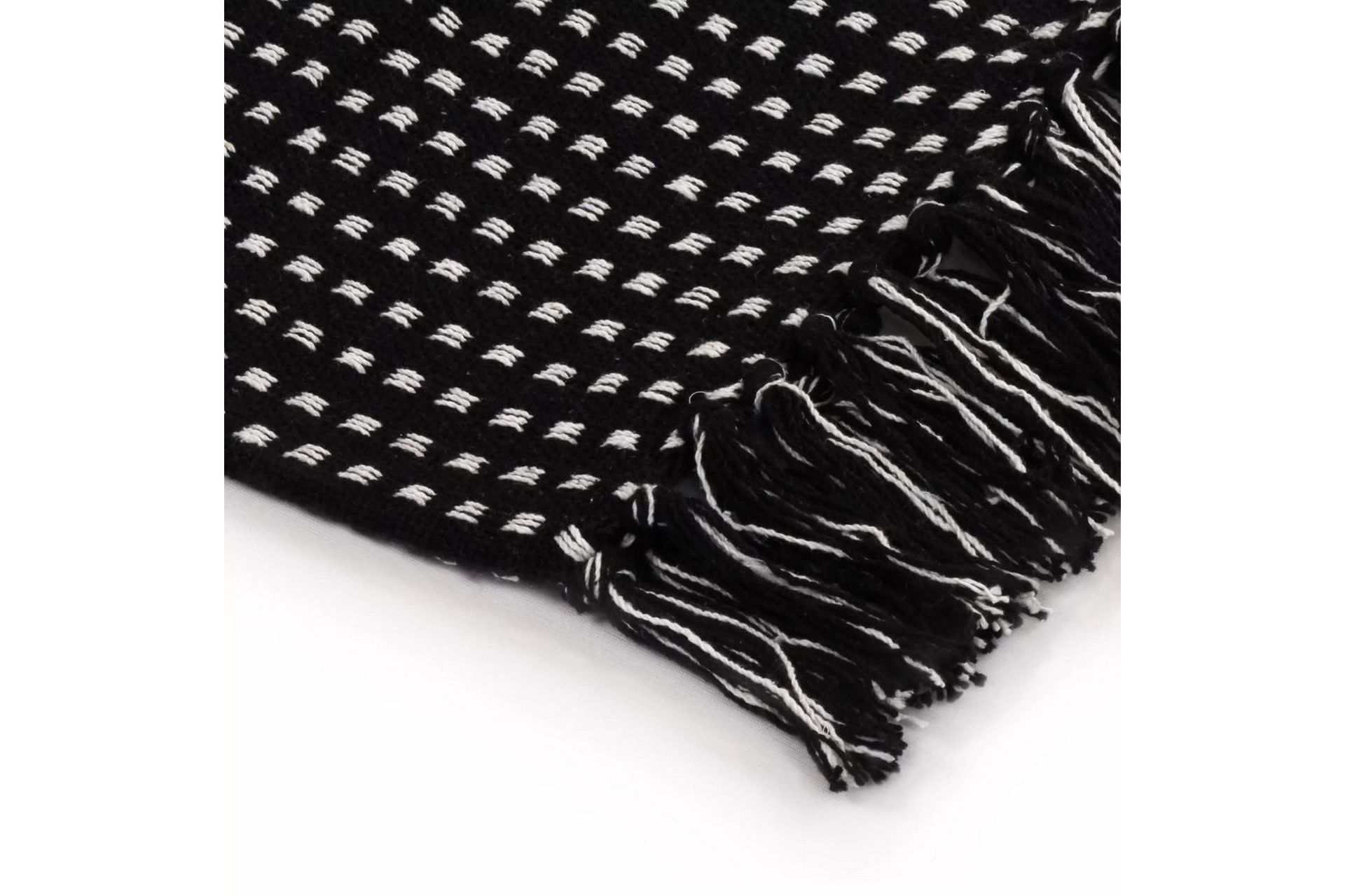 Viltti puuvilla neliöt 125x150 cm musta - Musta - Kodintekstiilit & matot - Tyyny & torkkupeitto - Torkkupeitto & viltti - Sherpapeitto