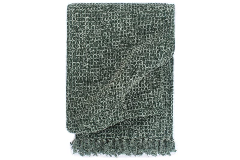 Viltti puuvilla 125x150 cm tummanvihreä - Vihreä - Kodintekstiilit & matot - Tyyny & torkkupeitto - Torkkupeitto & viltti - Sherpapeitto