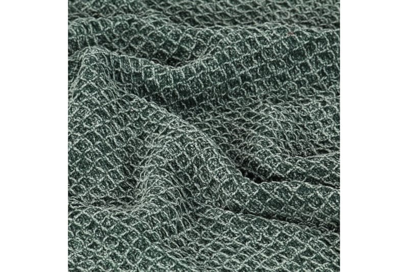 Viltti puuvilla 125x150 cm tummanvihreä - Vihreä - Kodintekstiilit & matot - Tyyny & torkkupeitto - Torkkupeitto & viltti - Sherpapeitto