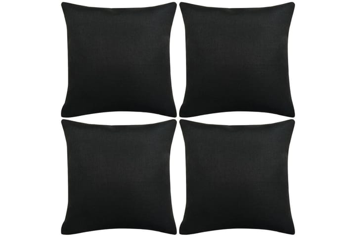 Tyynynpäällinen Pellavatyylinen Musta 4kpl 40x40 cm - Musta - Tyynynpäälliset
