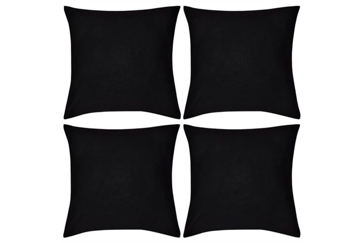 Musta Tyynynpäällinen 4 kpl Puuvilla 50 x 50 cm - Musta - Tyynynpäälliset