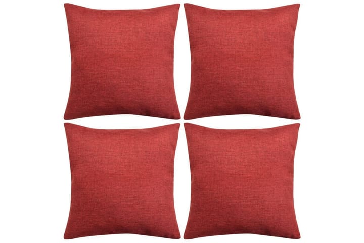 Tyynynpäällinen Pellavatyylinen Viininpunainen 4kpl 80x80 cm - Punainen - Tyynynpäälliset