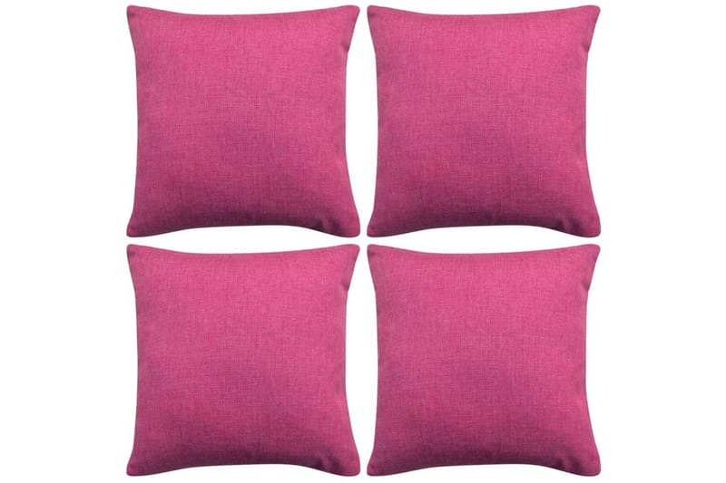 Tyynynpäällinen Pellavatyylinen Pinkki 4kpl 40x40 cm - Pinkki - Kodintekstiilit & matot - Tyyny & torkkupeitto - Tyynynpäälliset