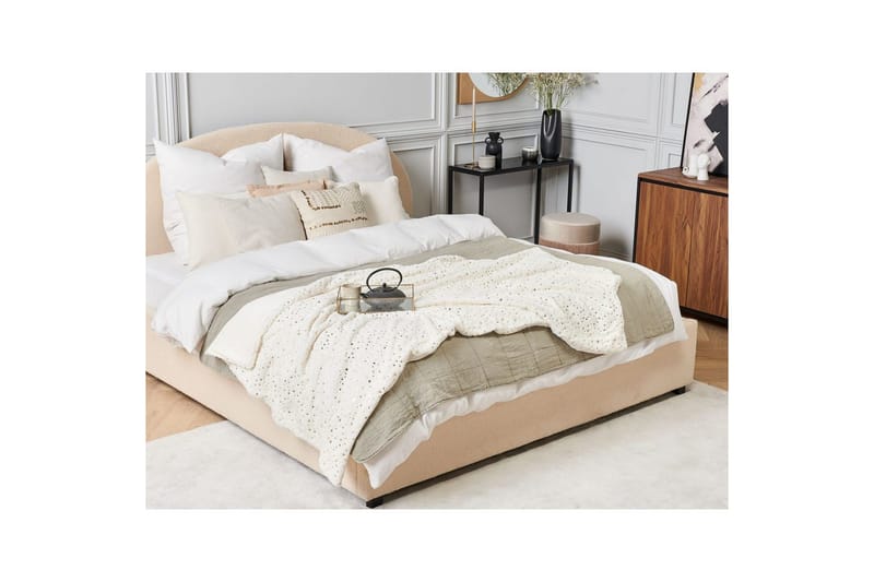 Viltti Alazeya Beige/kulta, 130x180 cm - Beige/kulta, 130x180 cm - Kodintekstiilit & matot - Tyyny & torkkupeitto - Torkkupeitto & viltti - Sherpapeitto