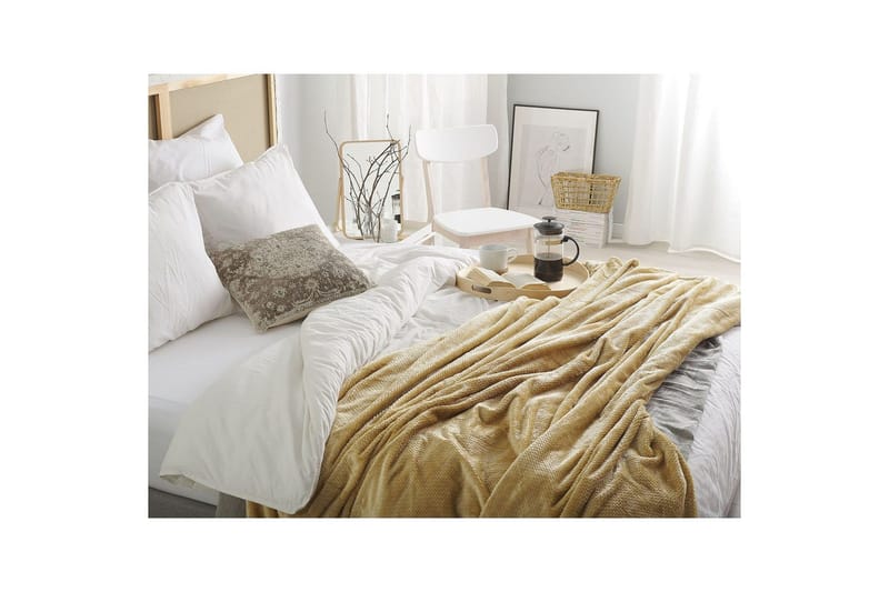 Viltti Saitler Keltainen, 200x220 cm - Keltainen, 200x220 cm - Kodintekstiilit & matot - Tyyny & torkkupeitto - Torkkupeitto & viltti