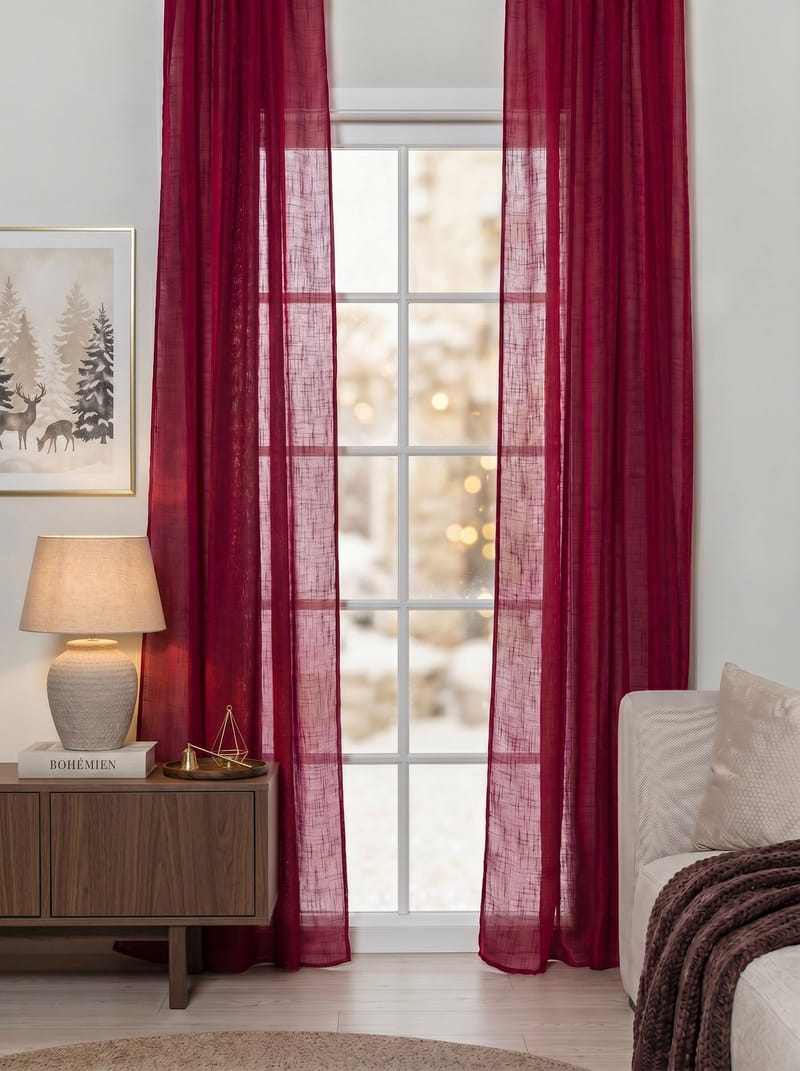 Verho Stella 140x250 cm - Punainen - Kodintekstiilit & matot - Verhot
