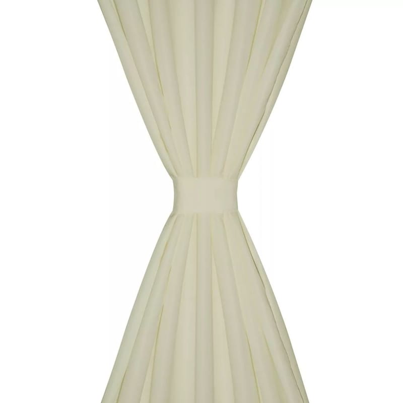Creme Mikro-Satiini Verhot Lenkeillä 2kpl 140 x 175 cm - Kerma - Kodintekstiilit & matot - Verhot
 - Pimennysverhot