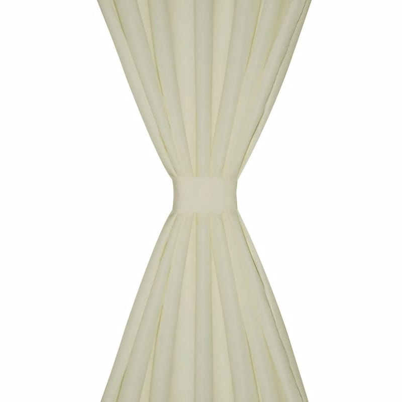 Creme Mikro-Satiini Verhot Lenkeillä 2kpl 140 x 245 cm - Kerma - Kodintekstiilit & matot - Verhot
 - Pimennysverhot
