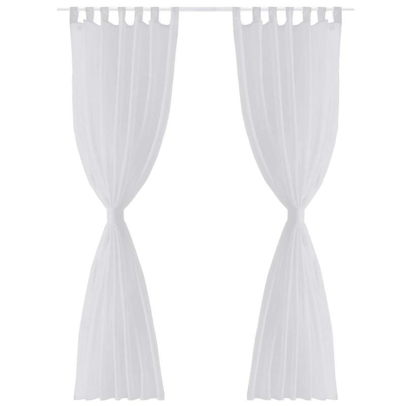 Harsoverhot 2 kpl 140 x 245 cm Valkoinen - Valkoinen - Kodintekstiilit & matot - Verhot
 - Paneeliverho